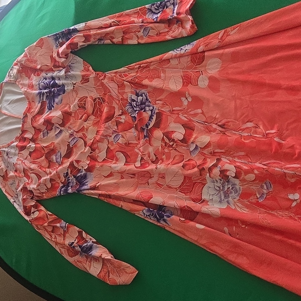 SHEIN Coral and Violet Floral Long Sleeve Dress